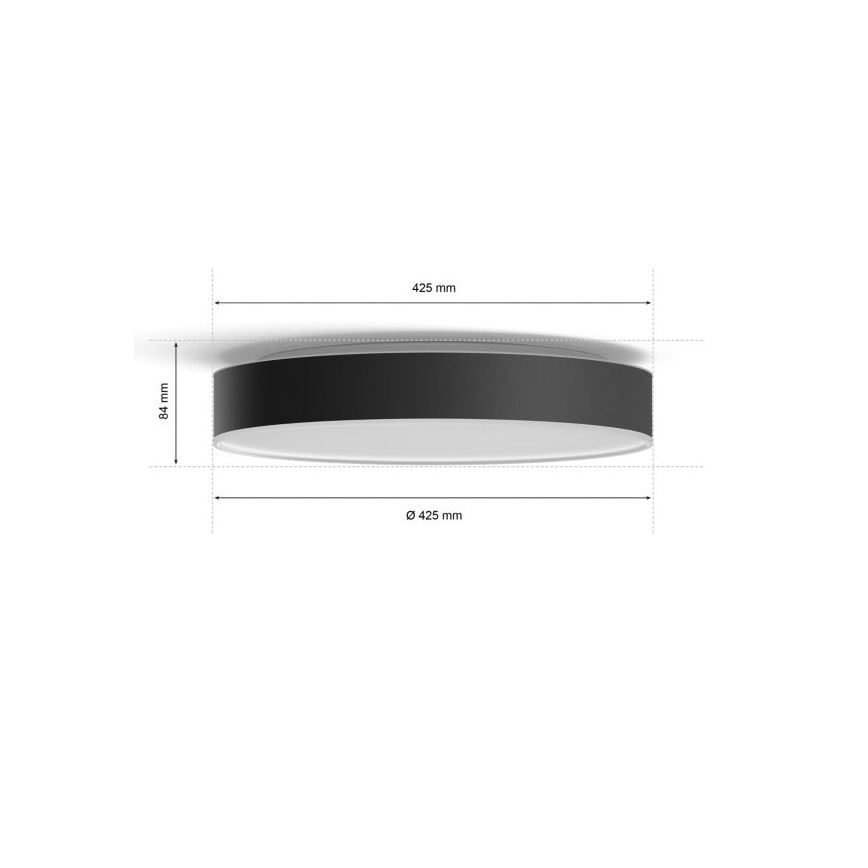 Philips - Iluminação de teto LED com regulação Hue LED/33,5W/230V 2200-6500K diâmetro 425 mm preto + controlo remoto