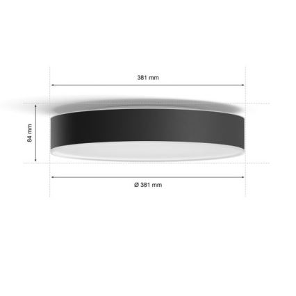 Philips - Iluminação de teto LED com regulação Hue LED/19,2W/230V 2200-6500K diâmetro 381 mm preto + controlo remoto