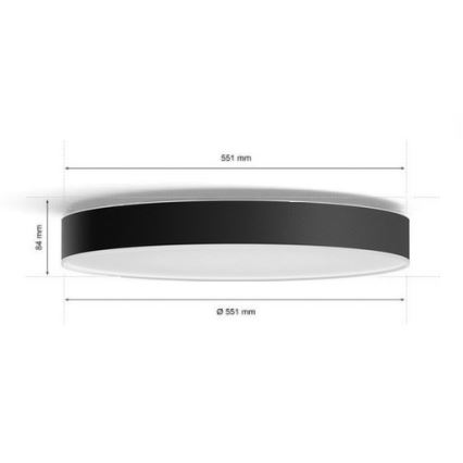 Philips - Iluminação de teto LED com regulação Hue LED/48W/230V 2200-6500K diâmetro 551 mm preto + controlo remoto