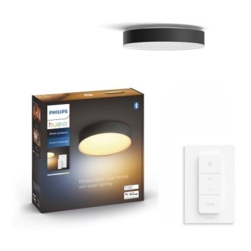 Philips - Iluminação de teto LED com regulação Hue LED/9,6W/230V 2200-6500K diâmetro 261 mm preto + controlo remoto