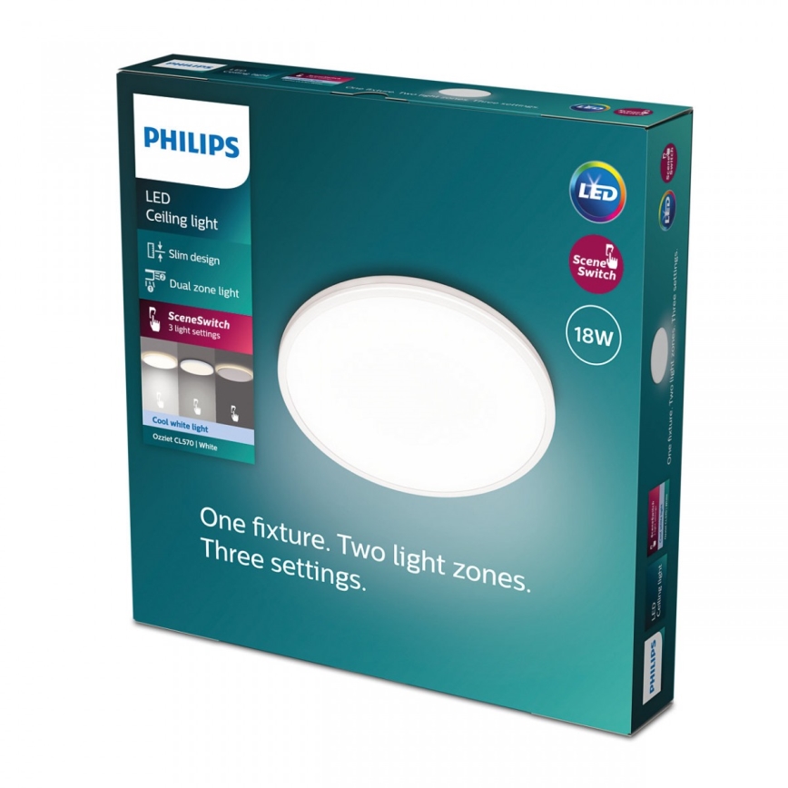 Philips - Iluminação de teto LED com regulação SCENE SWITCH LED/18W/230V diâmetro 30 cm 4000K branco