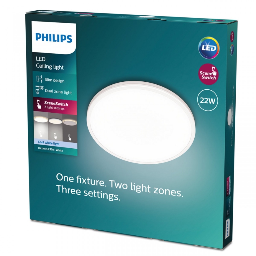 Philips - Iluminação de teto LED com regulação SCENE SWITCH LED/22W/230V diâmetro 40 cm 4000K branco