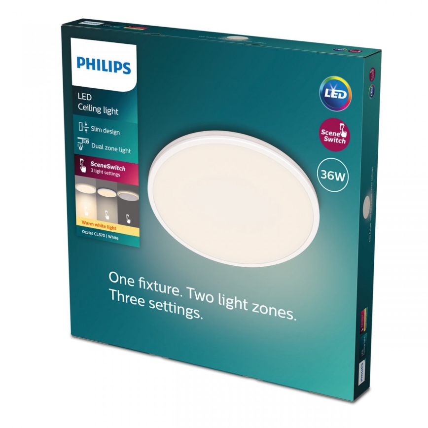 Philips - Iluminação de teto LED com regulação SCENE SWITCH LED/36W/230V diâmetro 50 cm 2700K branco