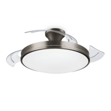 Philips- Iluminação de teto LED com ventoinha BLISS LED/35W/230V 5500/4000/2700K níquel + comando
