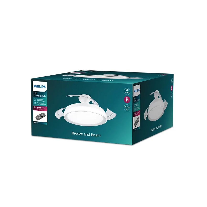 Philips - Iluminação de teto LED com ventoinha BLISS LED/35W/230V 5500/4000/2700K branco + comando
