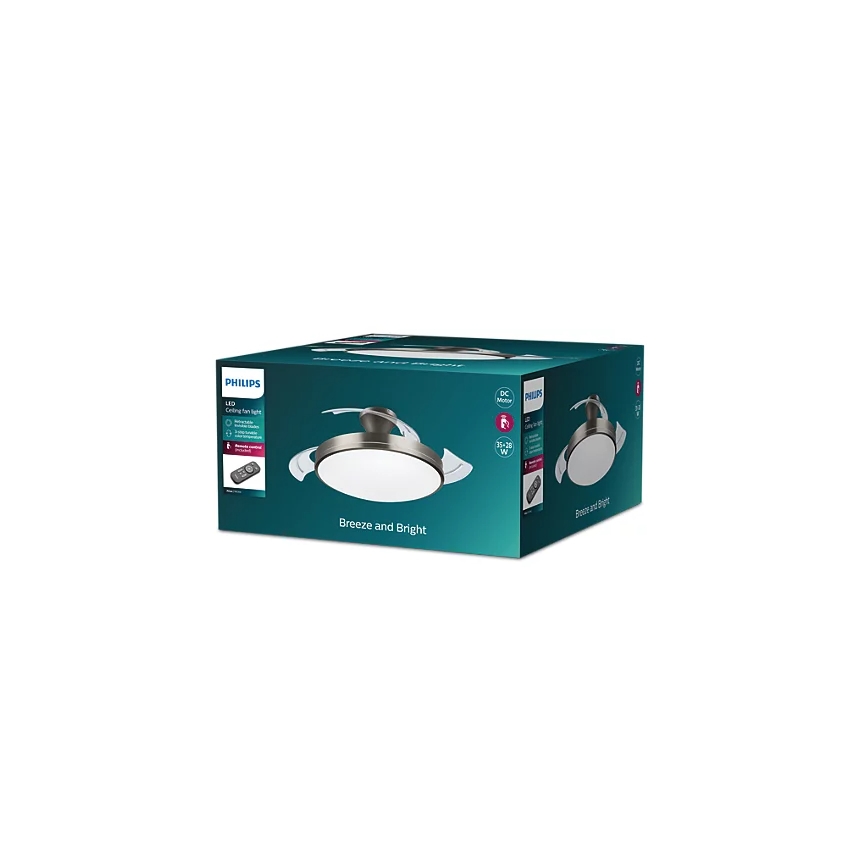 Philips- Iluminação de teto LED com ventoinha BLISS LED/35W/230V 5500/4000/2700K níquel + comando