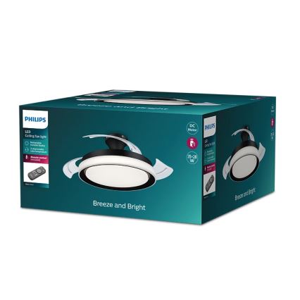 Philips- Iluminação de teto LED com ventoinha BLISS LED/35W/230V 5500/4000/2700K preto + comando