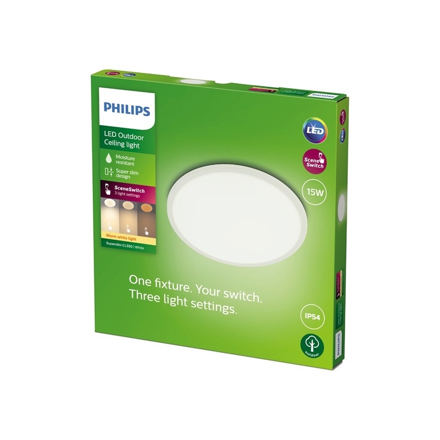 Philips - Iluminação exterior LED com regulação SCENE SWITCH LED/15W/230V IP54 branco