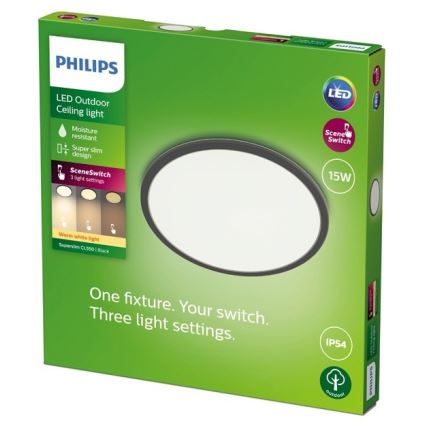 Philips - Iluminação exterior LED com regulação SUPERSLIM SCENE SWITCH LED/15W/230V IP54 preto