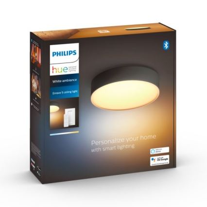 Philips - Iluminação de teto LED com regulação Hue LED/9,6W/230V 2200-6500K diâmetro 261 mm preto + controlo remoto