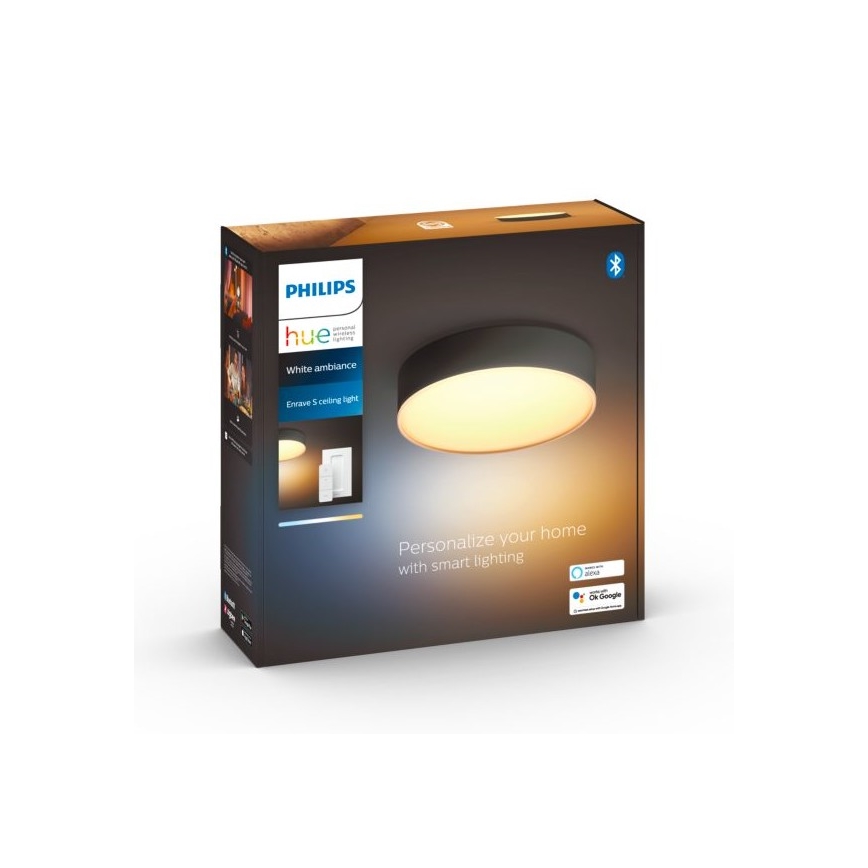 Philips - Iluminação de teto LED com regulação Hue LED/9,6W/230V 2200-6500K diâmetro 261 mm preto + controlo remoto