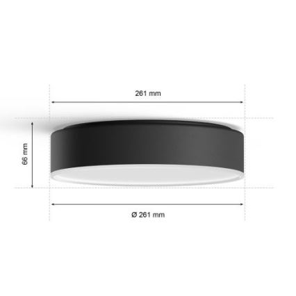 Philips - Iluminação de teto LED com regulação Hue LED/9,6W/230V 2200-6500K diâmetro 261 mm preto + controlo remoto