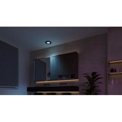 Philips - Foco de encastrar LED RGBW para casa de banho com regulação Hue SLIM LED/8,3W/230V 2000-6500K IP44 preto