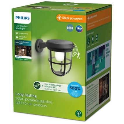 Philips - Iluminação solar de parede LED com sensor RADII LED/1,3W/3,7V 3000K IP44
