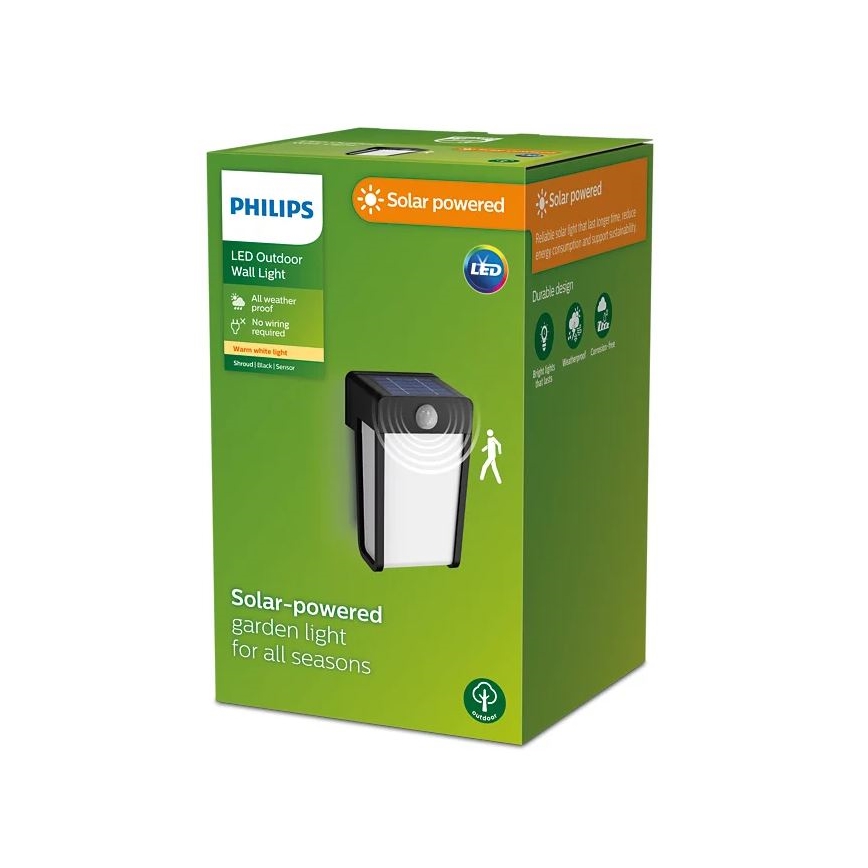 Philips - Iluminação solar de parede LED com sensor SHROUD LED/2,3W/3,7V IP44