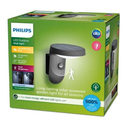 Philips - Iluminação solar de parede LED com sensor LED/1,2W/4V 1800 mAh 4000K IP44