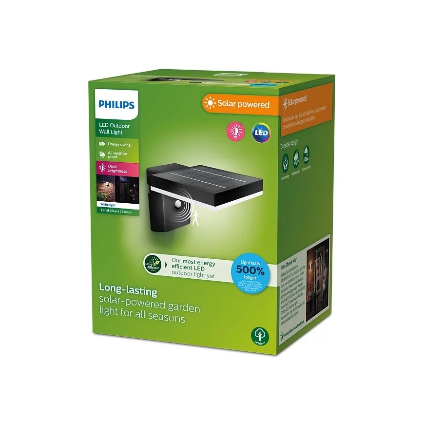 Philips - Iluminação solar de parede LED com sensor ZONAL LED/1,3W/3,7V IP44