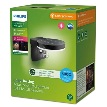 Philips - Iluminação solar de parede LED com sensor ZONAL LED/1,3W/3,7V IP44