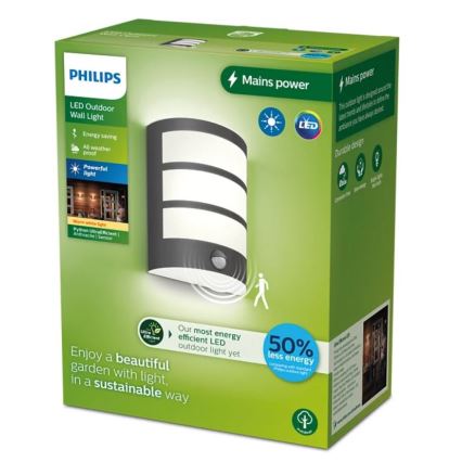 Philips - LED Iluminação de parede exterior com sensor PYTHON LED/3,8W/230V IP44