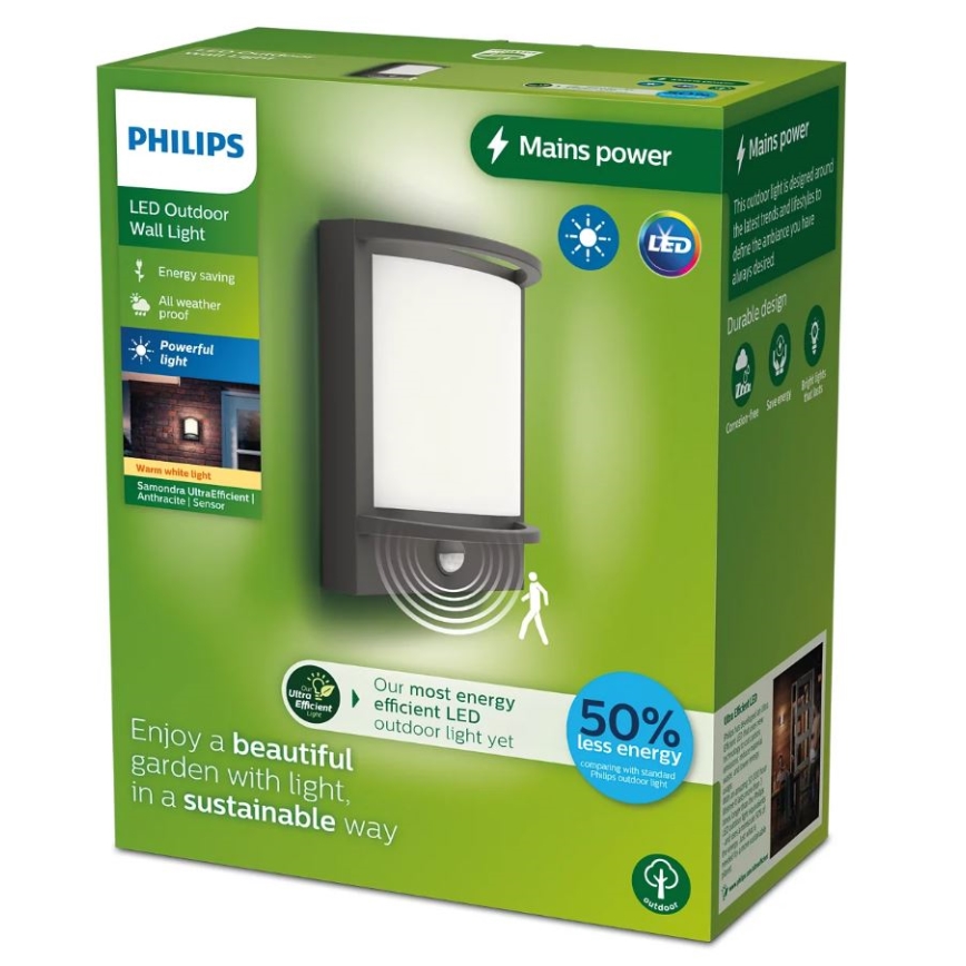 Philips - LED Iluminação de parede exterior com sensor SAMONDRA LED/3,8W/230V IP44