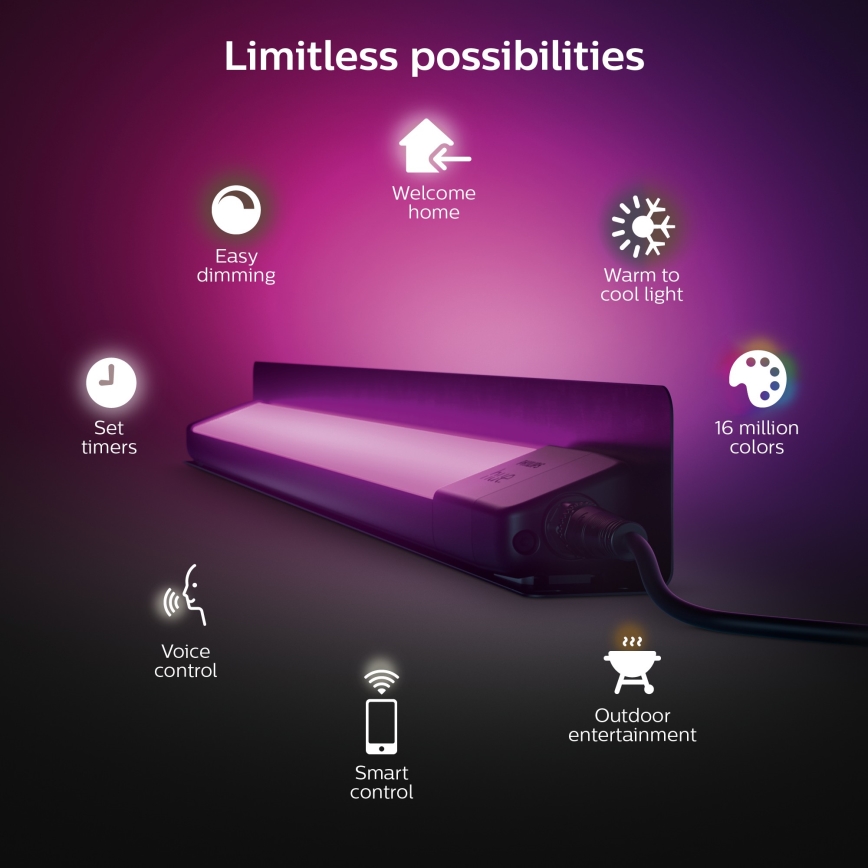 Philips - LED RGBW Iluminação exterior com regulação Hue White e Color Ambiance LED/20W/24V IP65