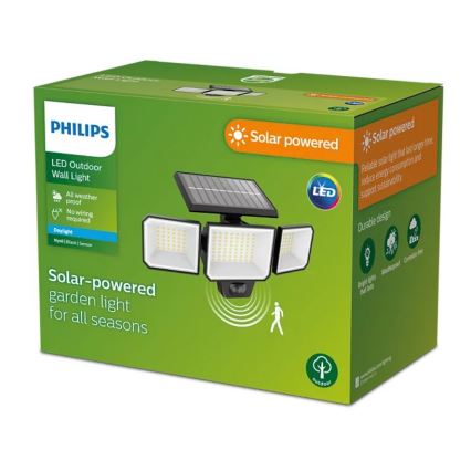 Philips -  LED Solar parede holofote com sensor NYSIL 3xLED/8,7W/3,7V 2000 mAh IP65