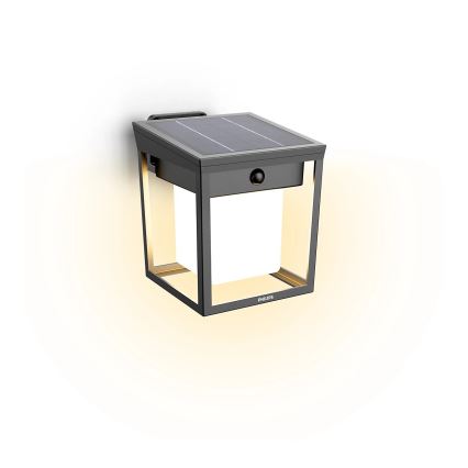 Philips - Luminária de parede solar LED com sensor de movimento e crepúsculo BLAISE LED/1,5W/3,7V 2600 mAh 3000K IP44