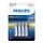 Philips LR03E4B/10 - 4 pçs Pilha alcalina AAA ULTRA ALKALINE 1,5V 1250mAh