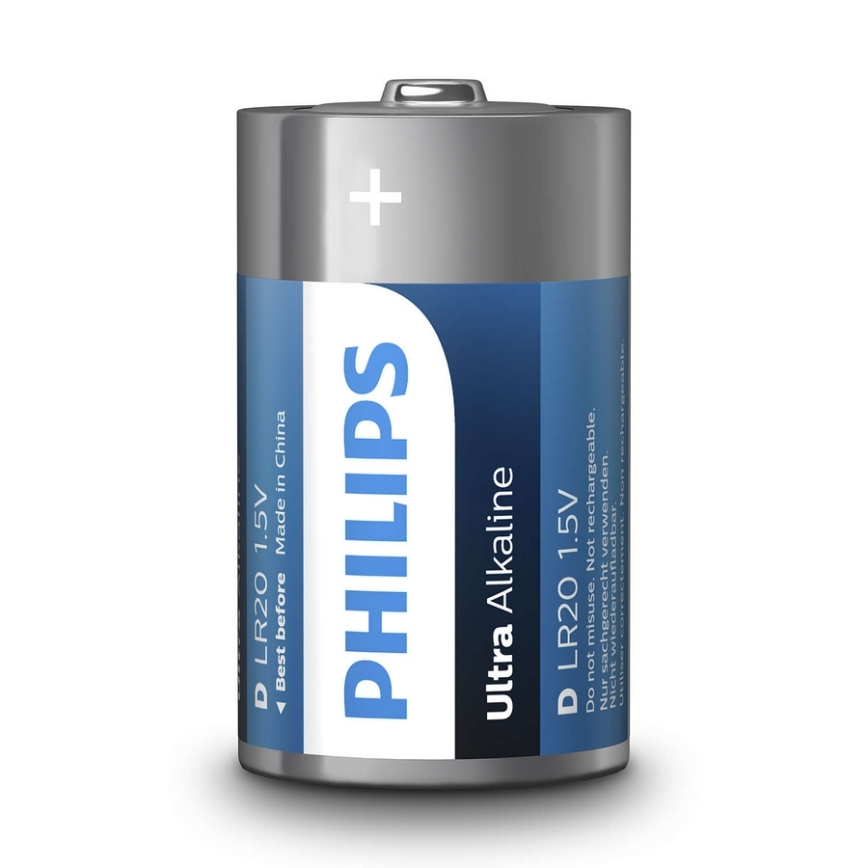 Philips LR20E2B/10 - 2 pçs Pilha alcalina D ULTRA ALKALINE 1,5V 15000mAh