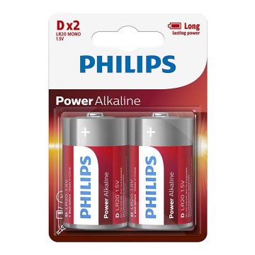 Philips LR20P2B/10 - 2 pçs Pilha alcalina D POWER ALKALINE 1,5V 14500mAh