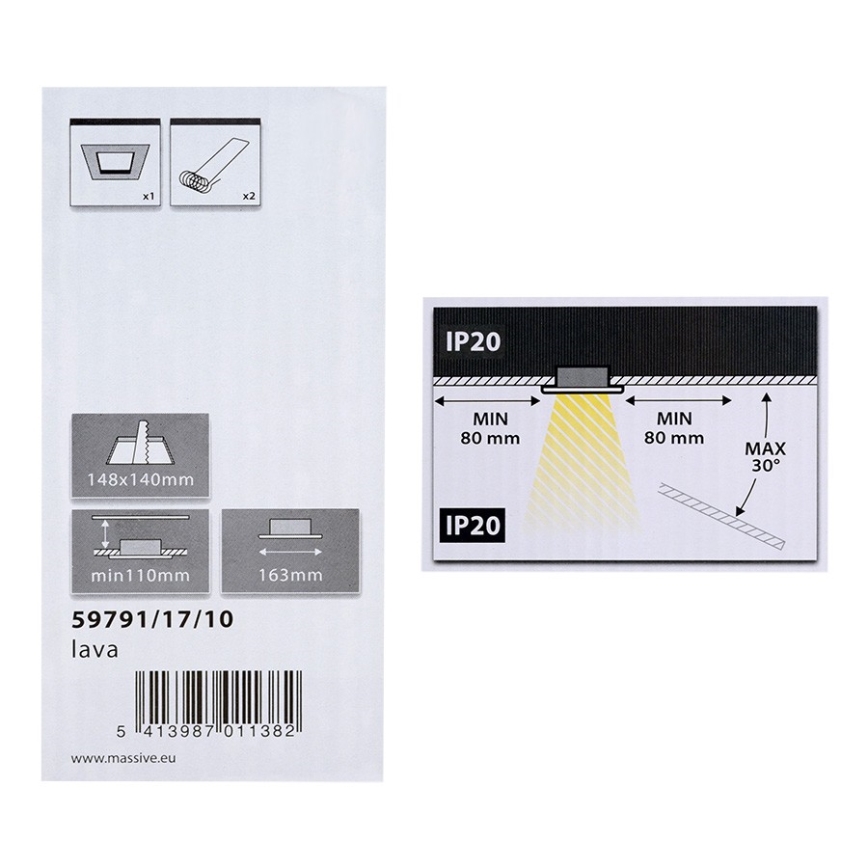 Philips Massive 59791/17/10 - Luz embutida LAVA 2xE27/28W/230V