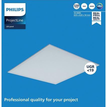 Philips - Painel de encastrar LED PROJECTLINE LED/36W/230V 62x62 cm