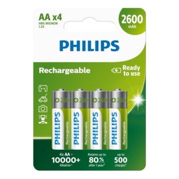 Philips R03B4RTU10/10 - 4 Pilhas recarregáveis AAA NiMH/1,2V/2600 mAh