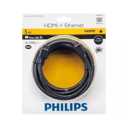 Philips SWV2434W/10 - Cabo HDMI com Ethernet, HDMI 1.4 A conector 5m preto