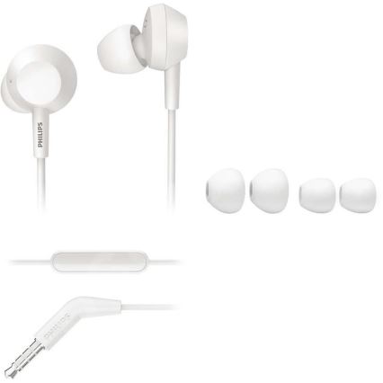 Philips TAE4105WT/00 - Auriculares com microfone JACK 3,5 mm branco