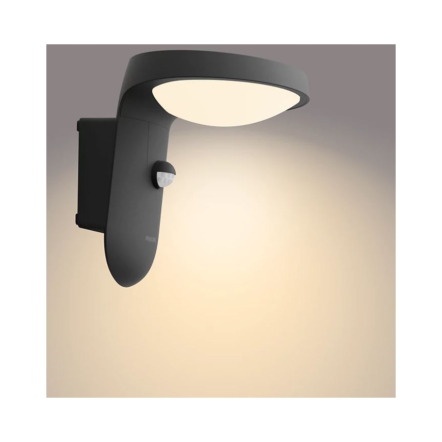 Philips - Luminária de parede exterior LED com sensor LED/9W/230V 2700K IP44