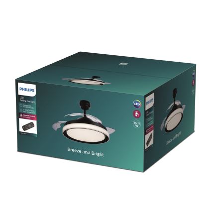 Philips - Ventoinha de teto LED LED/35W/230V 5500/4000/3000K preta + controlo remoto