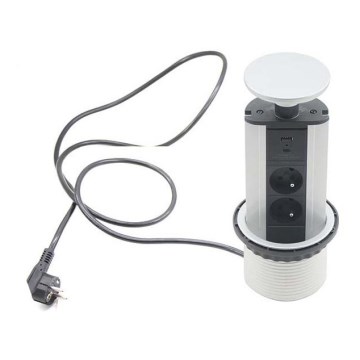Pilar de ligação da tomada para o topo da mesa 2x230V +USB-A 3,1A +UBS-C 15,5W 230V