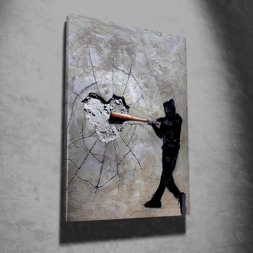 Pintura de parede sobre tela 100x70 cm cinzento/preto