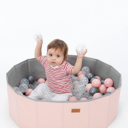 Piscina seca para crianças com bolas diâmetro 80 cm rosa/cinzento