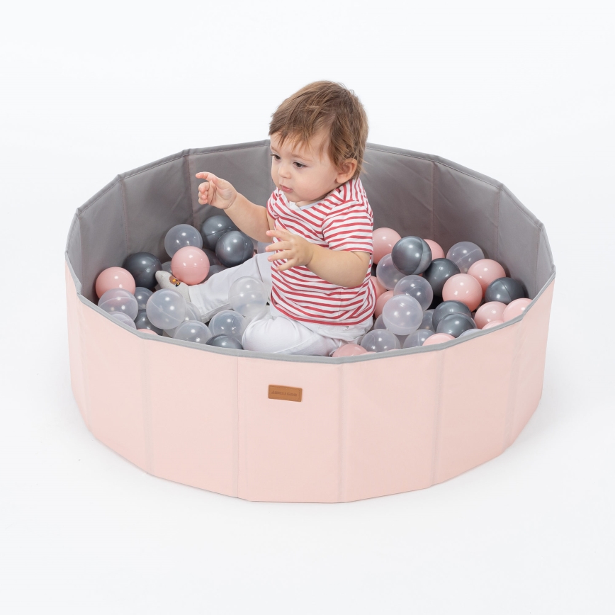 Piscina seca para crianças com bolas diâmetro 80 cm rosa/cinzento