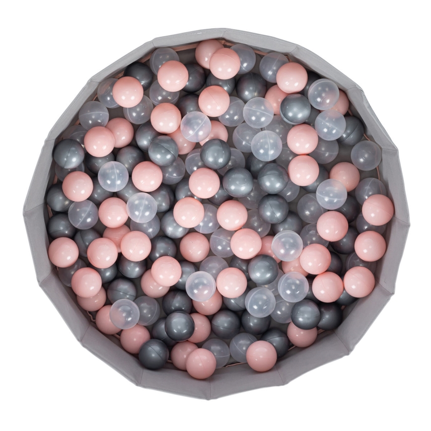 Piscina seca para crianças com bolas diâmetro 80 cm rosa/cinzento