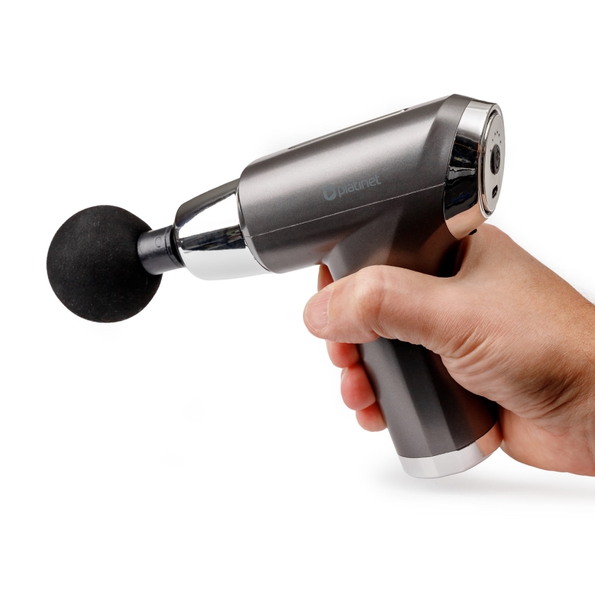 Pistola de massagem recarregável com 4 cabeças 25W/5V 1200 mAh
