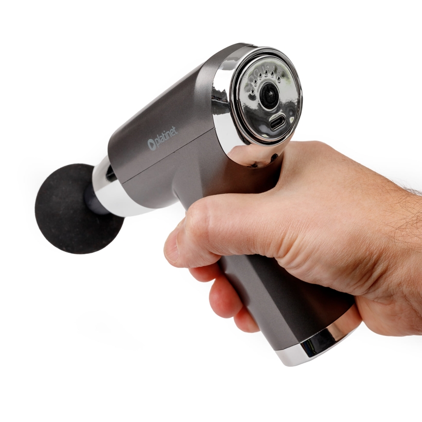 Pistola de massagem recarregável com 4 cabeças 25W/5V 1200 mAh