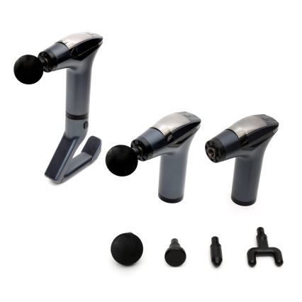 Pistola de massagem recarregável com 4 cabeças e fita 25W/5V 1500 mAh