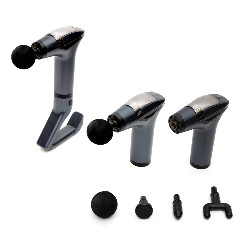 Pistola de massagem recarregável com 4 cabeças e fita 25W/5V 1500 mAh