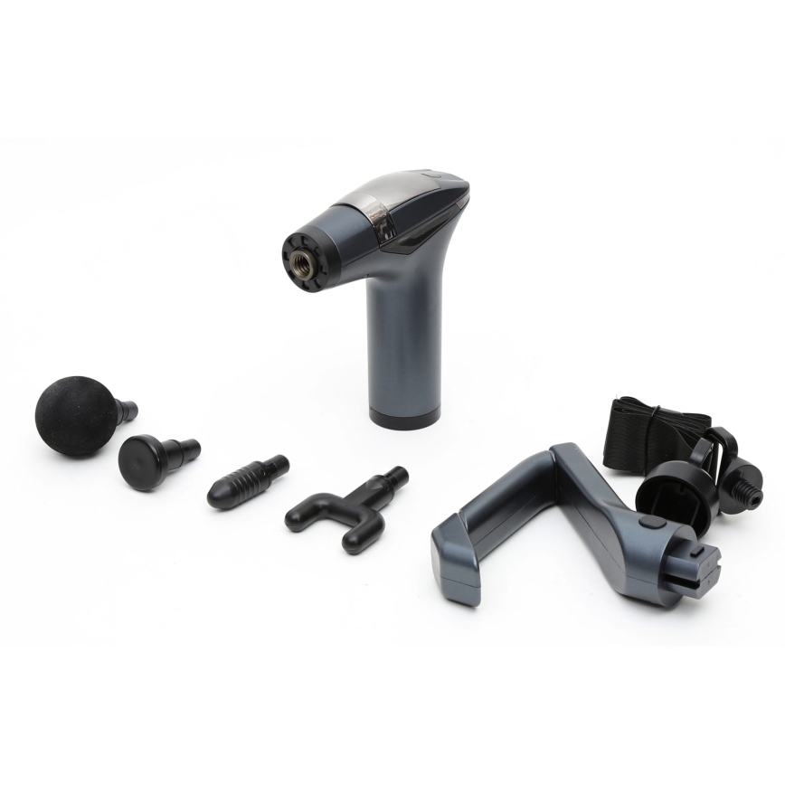 Pistola de massagem recarregável com 4 cabeças e fita 25W/5V 1500 mAh
