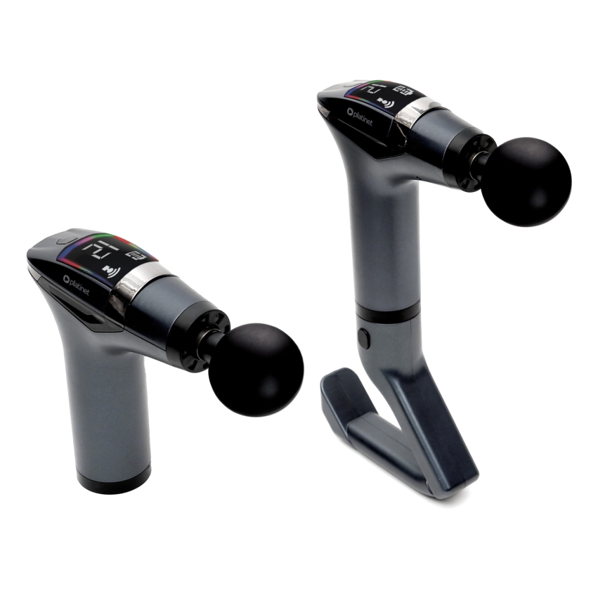Pistola de massagem recarregável com 4 cabeças e fita 25W/5V 1500 mAh