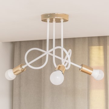 Plafon OXFORD 3xE27/15W/230V dourado/branco