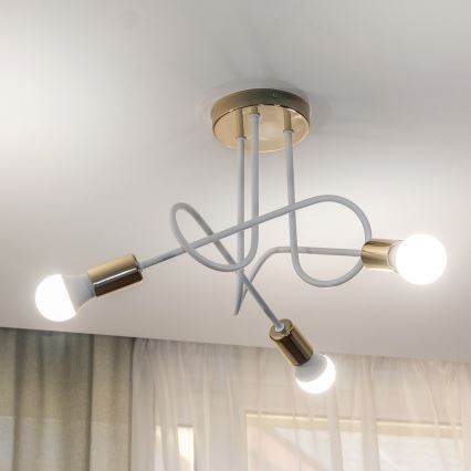 Plafon OXFORD 3xE27/15W/230V dourado/branco